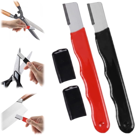 Handheld Garden Tool Sharpener for Sharpening Pruning Shears, Scissors|Quickly Restores Blade Sharpness in 30 Seconds, Compact Pocket Blade Sharpening Tool for Camping, Garden & Garage Use(Black+Red)