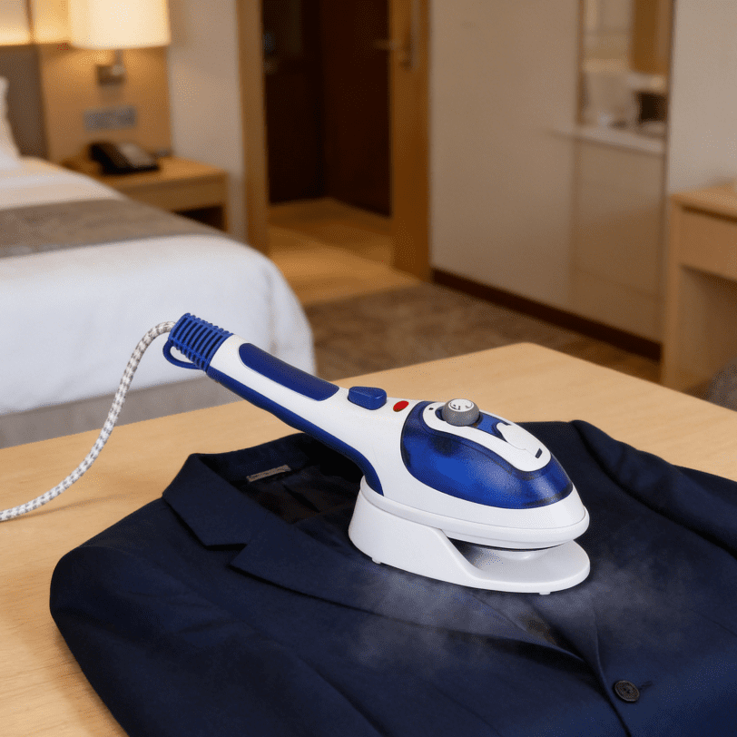 Handheld Garment Steamer 800W Portable Electric Steam Iron 3 Adjustable Levels Ceramic Soleplate 100Ml Water Tank 2 In 1 Flat Hanging Ironing Anti Leakage Fabric Clothes Steamer Travel Home