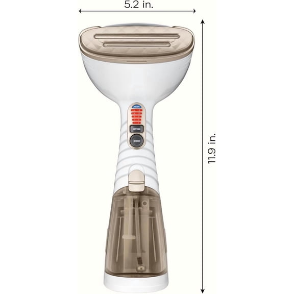 Handheld Garment Steamer for Clothes, Turbo ExtremeSteam 1875W Fabric Steamer, Portable Handheld Design, Strong Penetrating Steam, White/Champagne