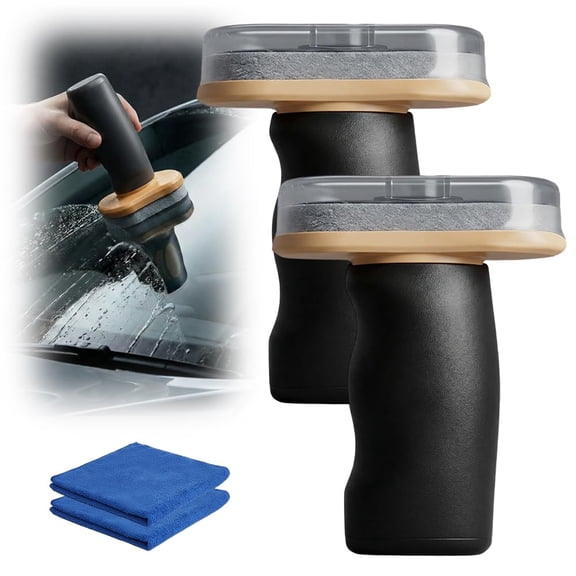Handheld Glass Oil-Film Remover, New Upgrade Emulsion Cleaner Glass Cleaning Board, Automotive Oil Film Cleaning Brush for Car Windows (2PC)