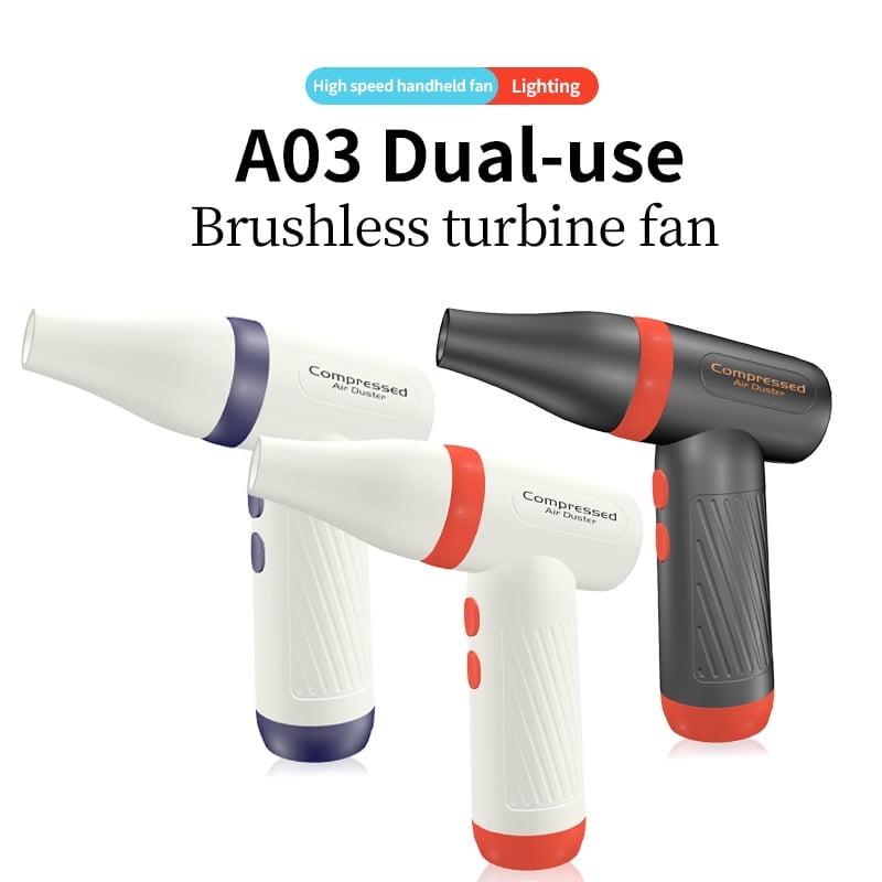 Handheld Hair Dryer 11V 40W High Power Wireless Portable Brushless Motor Lighting Multifunctional Fan(White and Black-A01)