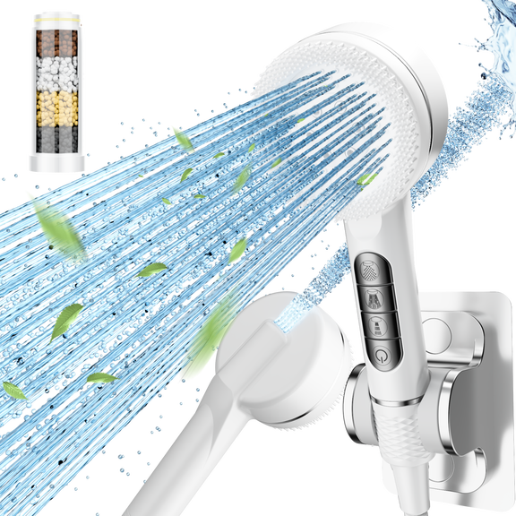 Handheld RV Shower Head Kit, High Pressure, 4 Spray Modes, Power Wash, Kink-Free Hose, Adjustable Bracket for Campers Travel Trailers