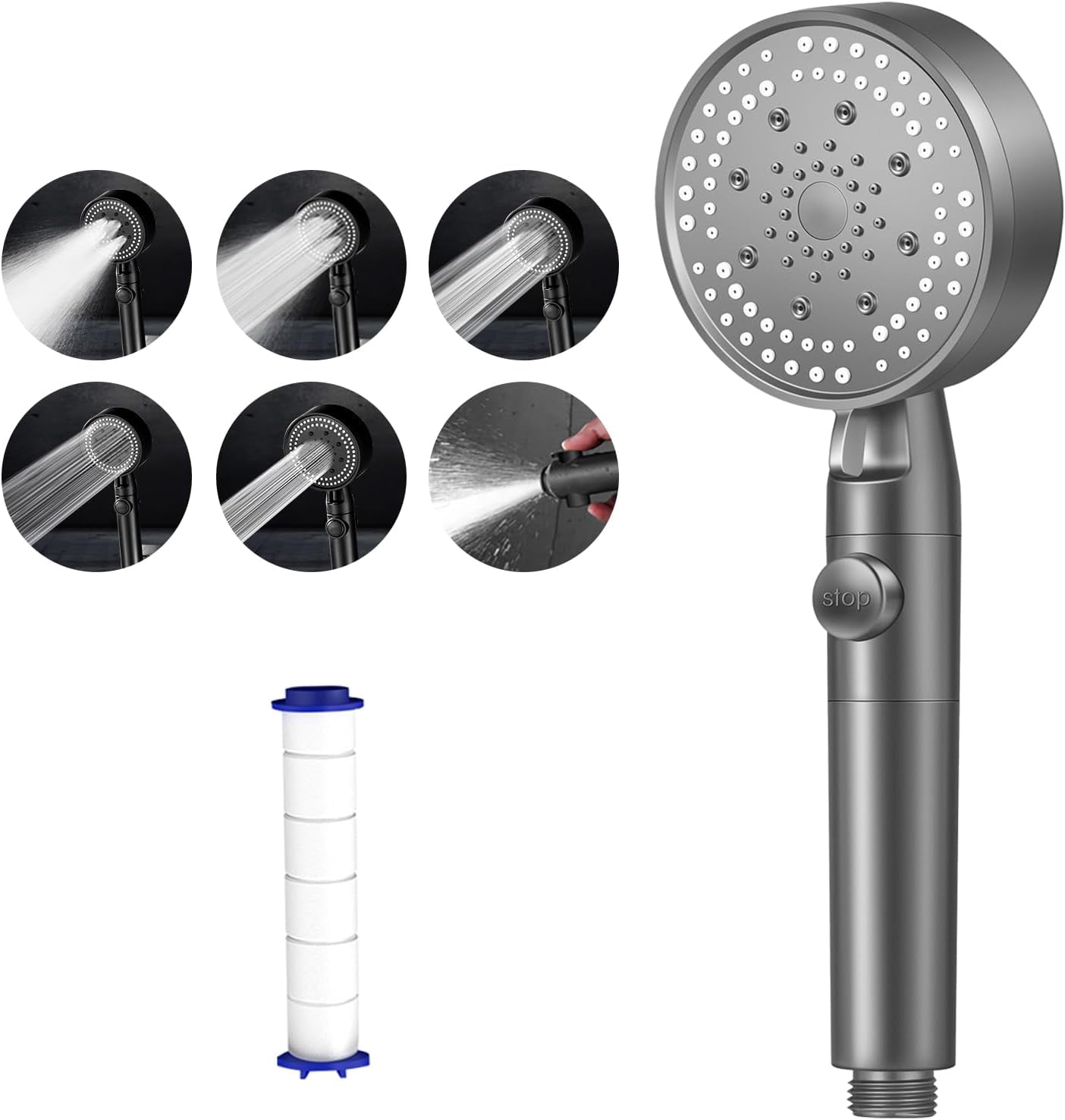 Handheld High Pressure Shower Head with 5 Spray Modes,Multi-Functional ...