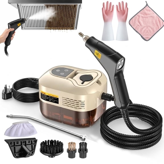 Handheld High Temperature Pressurized Steam Cleaner 2500W for Home Use, 6 Speeds Cleaning Machine for Tile Grout Kitchen Grease Sofa Upholstery Car Detailing - OFF WHITE