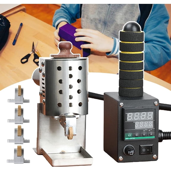 Handheld Hot Melt Glue Roller Machine with 4pcs Glue Coating Heads of Different Sizes,Controllable Heating Temperature-Light & Even Glue Coating,for Packaging/Leather Goods Pasting