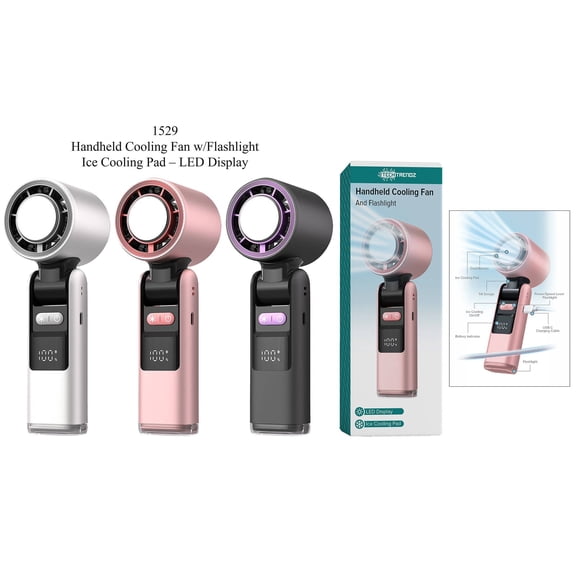 Handheld Ice Cooling Fan & Flashlight