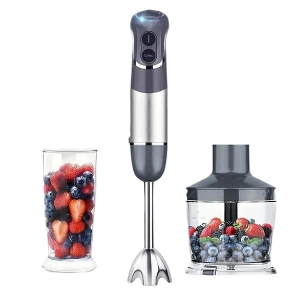 Handheld Immersion Blender, Multifunctional Stick Mixer For Baby Food And Soups, Stainless Steel, Ergonomic Design, Grey