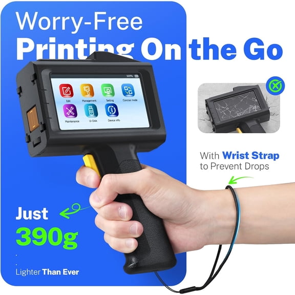 Handheld Inkjet Printer 0.5 Inch Print Height 16H Battery Fast Dry Ink for Plastic Carton Metal Wood Glass Aluminum Labeling