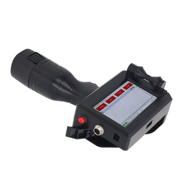 Handheld Inkjet Printer 4.3 inches / 10.9 cm Touchscreen Intelligent Portable Coding Machine 600dpi for QR Code Barcode Expiration Date Production Labeler US Plug Black