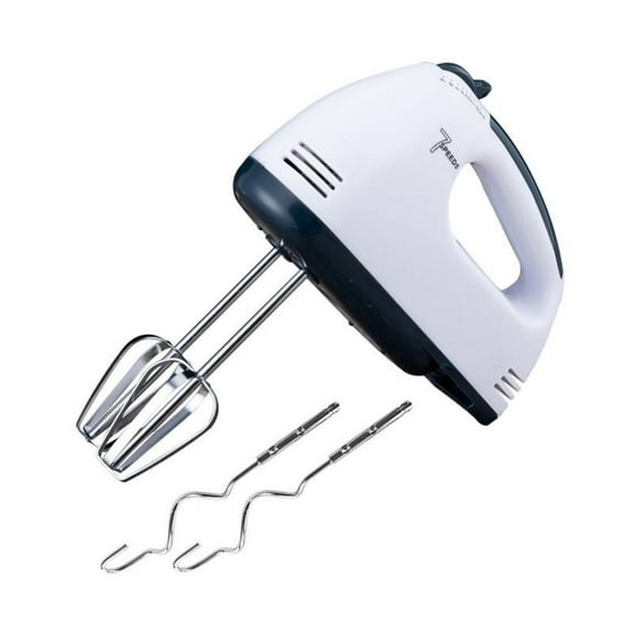 Handheld Kitchen Mixer with 7-Speed Hand Beater, AC Powered, Double Whisk and Dough Hooks, Easy-to-Clean Plastic Body for Home Baking