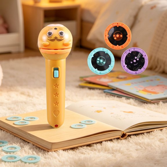 Handheld LED Projection Flashlight, 1-Pack 4.45x1.38 Inch Slide Torch Light, 24 Image Projector Light for Bedtime Storytelling, bldnkj