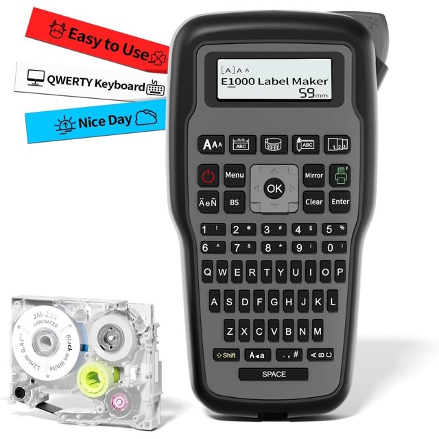 Handheld Label Maker Machine with Keyboard E1000 Pro Portable Label