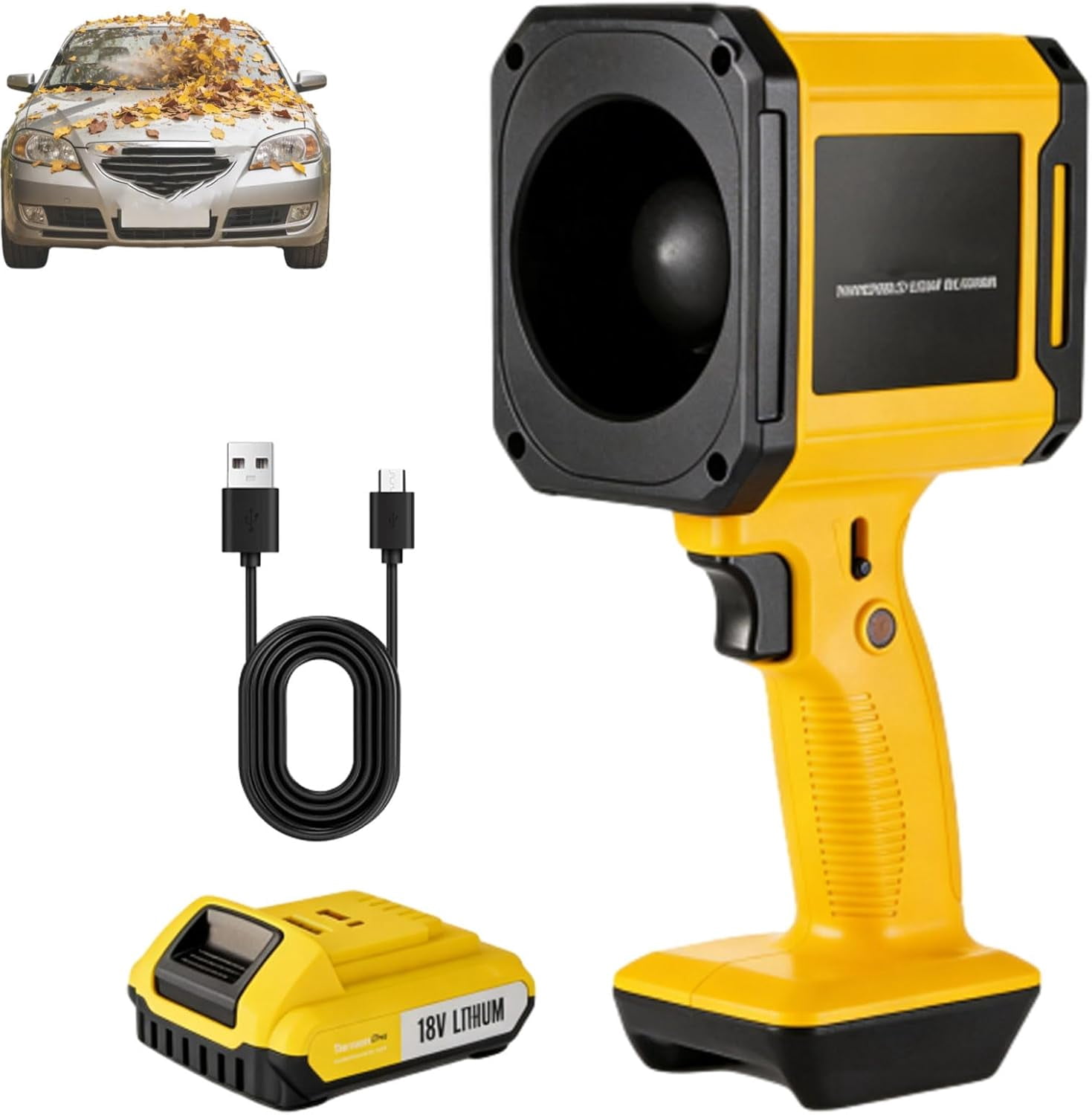 Handheld Leaf Blower-Pro Super Air Blower, 4-in-1 Cordless Power Blower, Lightweight Leaf Blowers for Patio Cleaning, Lawn Care, Leaves, Dust (Yellow)
