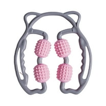 Handheld Leg Muscle Roller Full Body Massage Tool for Fitness & Yoga – 4 Wheel Manual Roller for Waist Indoor Use in Gray