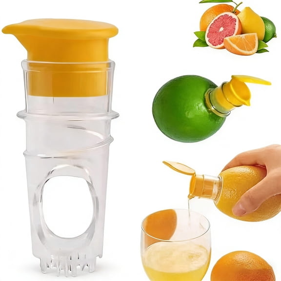 Handheld Lemon Squeezer,Lemon Mini Squeezer, Screw Top Lemon Squeezer Juicer Mini Manual Squeezer, Portable Juicer with Lid, Squeeze Lime for Drinks, Cocktails,1Pcs(Yellow)