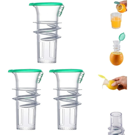 Handheld Lemon Squeezer, Manual Lemon Orange Juicer Squeezer, Hand Held Citrus Juicer and Lemon Pourer Lemon Squeezer Screw Top Manual Lime Juice with Lid Built-In Filter