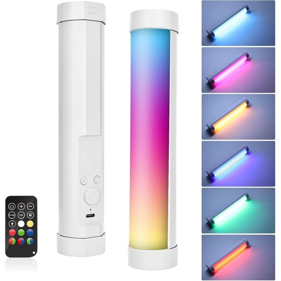 Handheld Light Wand, Multicolor RGB LED Video Light for Photography, 2000mAh Rechargeable Mini Light Stick for Video  Professional Tube Lights with  for Vlog, (White)