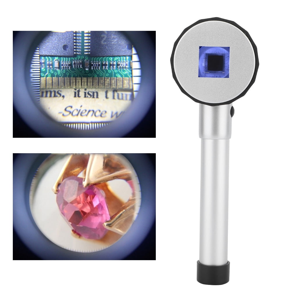 Handheld Magnifier Loupe,10X Optical Glass Magnifier With 3 LED Metal