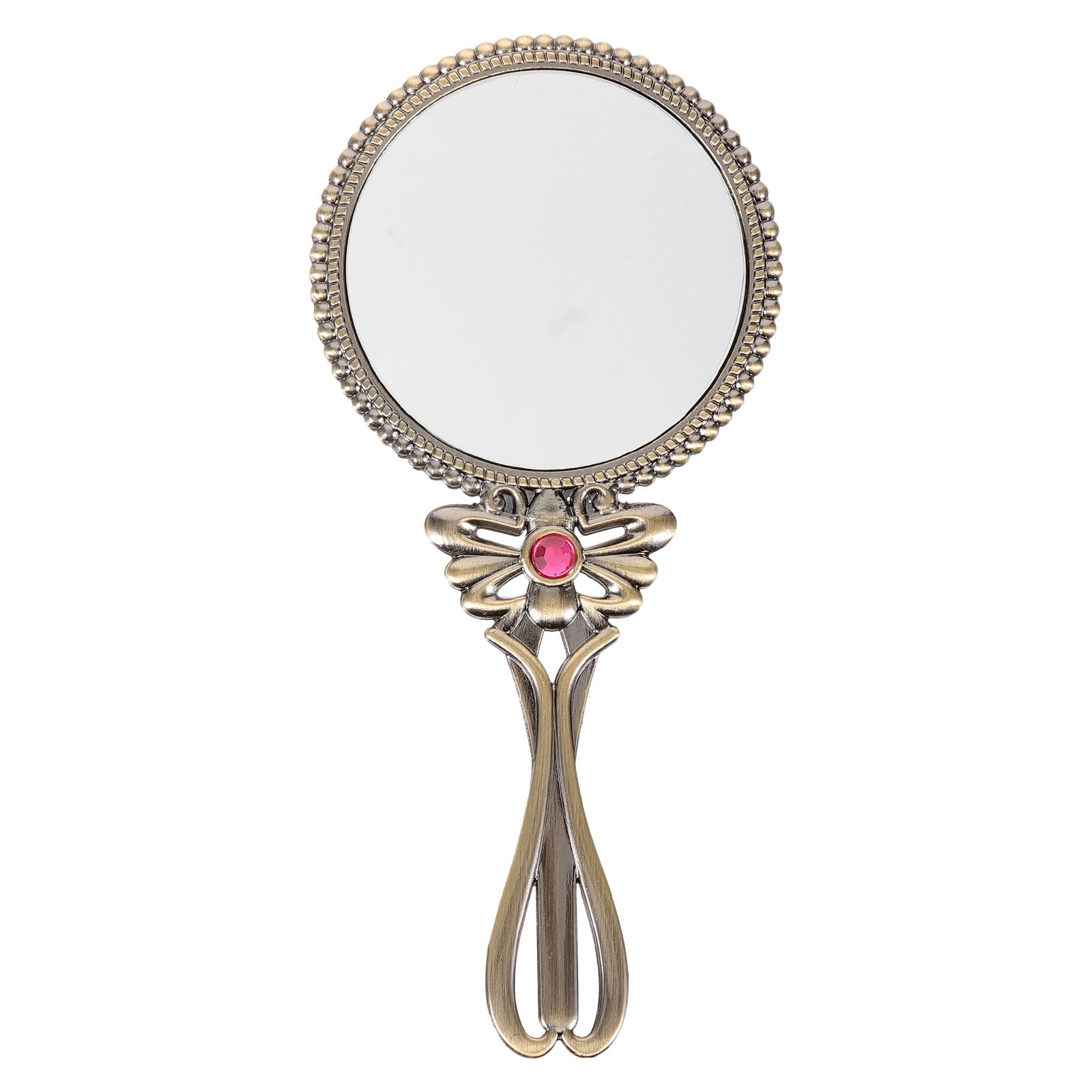 Handheld Makeup Mirror Vintage Style Metal Hand Mirror Portable Mirror