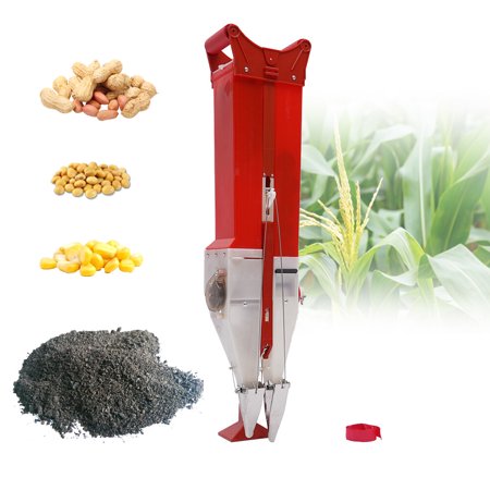 Handheld Manual Fertilizer Planter Garden Corn Peanut Seeder Planing Tool Manual Hand-Held Applicator Fertilizer Double Cylinder Adjustable Handheld Manual Fertilizer Planter