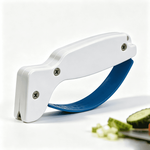 Handheld Manual Knife & Tool Sharpener with Ergonomic Non-Slip Handle, Portable Kitchen Sharpening Tool to Restore, Hone & Sharpen Straight and Serrated Chef Knives