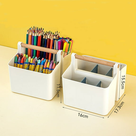 Handheld Marker Storage Box with Compartments for Art Supplies, Colored Pens, and Stationery Organization