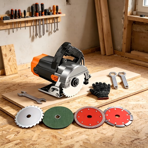 Handheld Masonry Tile Saw, Portable Wet & Dry Cutting Tool for Stone & Wood Projects
