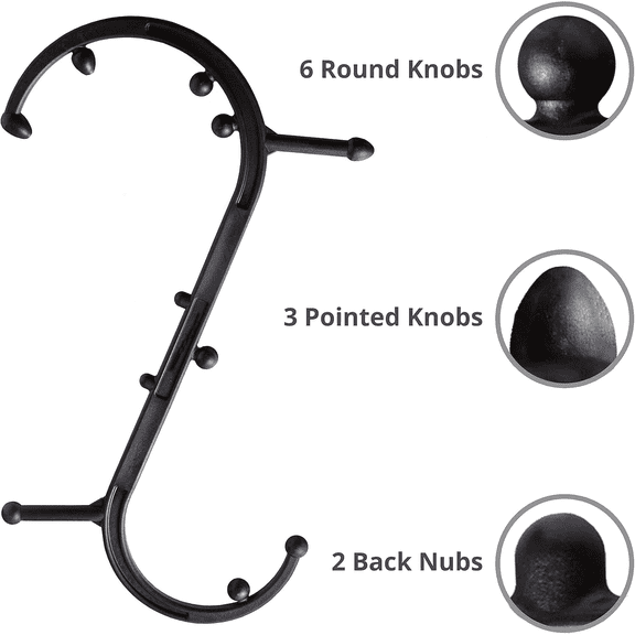 Handheld Massage Cane - Full Body Trigger Point Tool for Deep Tissue Pain Relief - Dual Hooks for Back, Shoulder, Neck - ( Black)