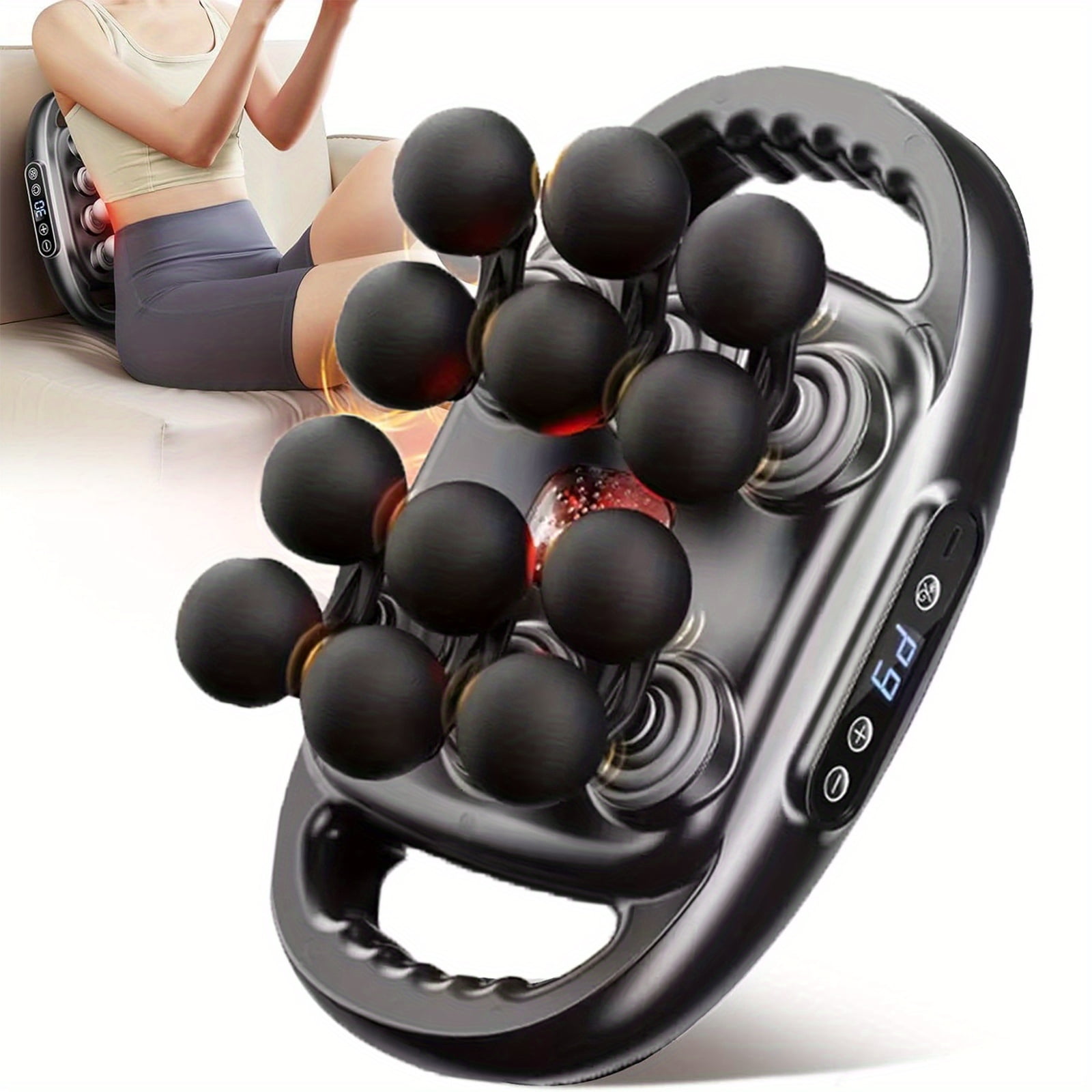 Handheld Massage Gun with 12 Attachments, USB Rechargeable, Multi-Function, Includes Storage Case & 6 Replacement Heads