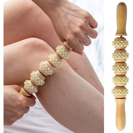 Handheld Massage Roller Stick for Sore Muscle, Wood Therapy Massage Tools for Body, WoodenRoller for Deep Tissue,Massager for Legs/Thighs/Butt