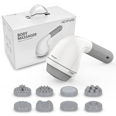 NEXPURE Handheld Neck Back Massager, 8 Massage Heads, 6 Modes for Men & Women, White