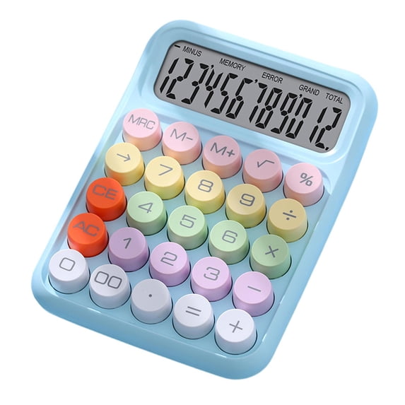Handheld Mechanical Button Calculator Desk Calculator for Office Home School Blue
