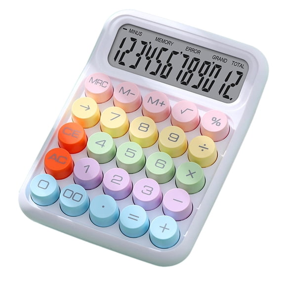 Handheld Mechanical Button Calculator Desk Calculator for Office Home School White