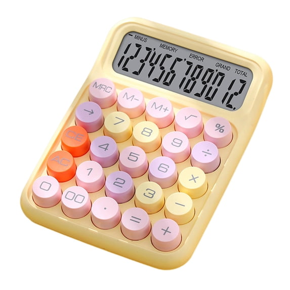 Handheld Mechanical Button Calculator Desk Calculator for Office Home School Yellow