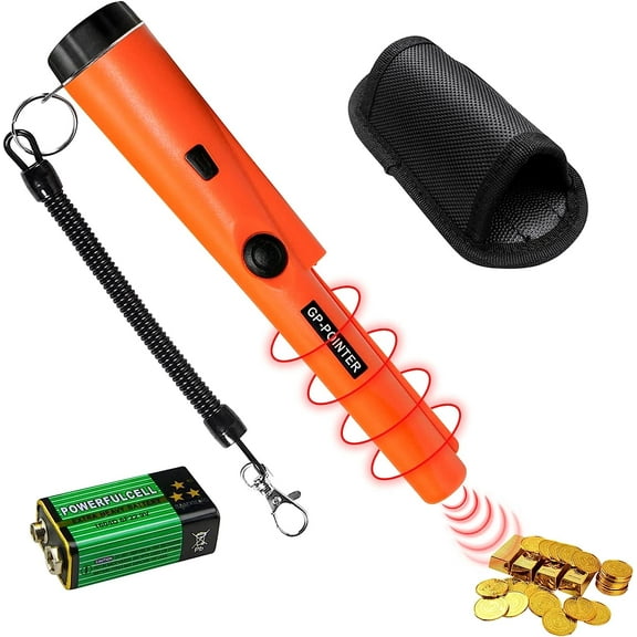 Handheld Metal Detector Waterproof 360 Scanning Unearthing Treasure Finder with High Sensitivity Pin Pointer Include Battery Belt and Holster Portable for Adults and Kids