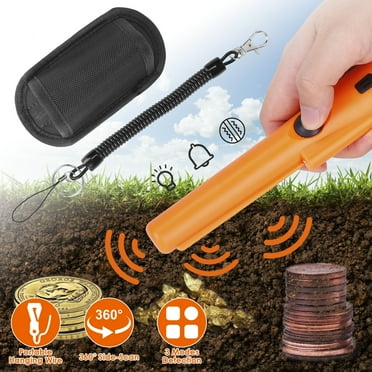Handheld Metal Detector for Adults, Pin Pointer Probe Wand Sensitive Gold Digger Hunter with Holster Retractable Hanging Wire