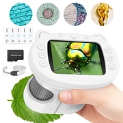Microscope for Kids,-2.4 Screen, Handheld Digital Microscope with Slides Edu Science Kit Gift for Boys Girls STEM Toys