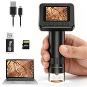 Hutact Handheld Microscope, Microscope for Adults 800mAh Rechargeable Pocket Microscope 32G SD Card & Card Reader, PC View Support