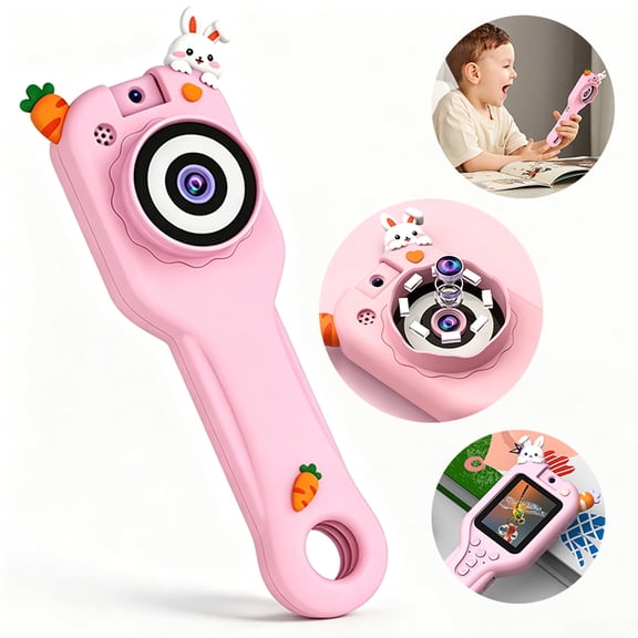 Handheld Microscope for Kids 4.3" LCD Screen with 180° Camera & LED Light Portable Science Magnifier for Children Outdoor Exploration Microscope, Rabbit Pink
