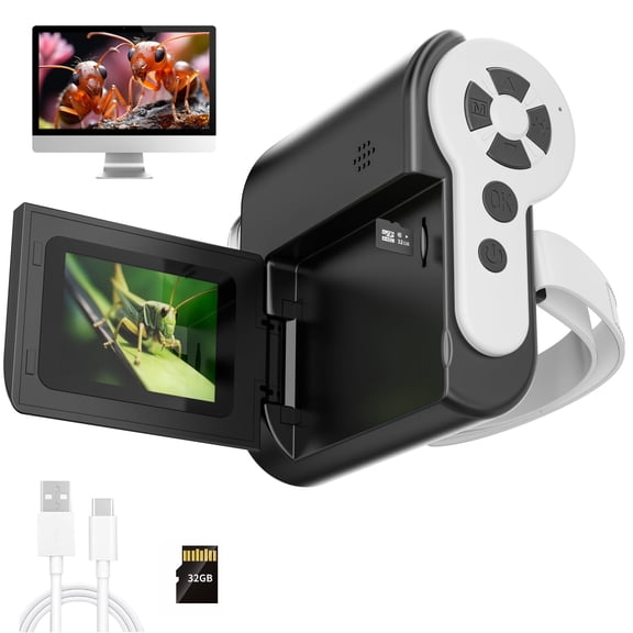 Handheld Microscope for Kids, Microscope for Adults, Mini Pocket Microscope with Storage Card, Kids Outdoor Fun Toy, Gift Box, Black