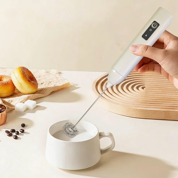 Handheld Milk Beater Electric Coffee Cream Mixer, Ergonomic Non Slip Portable Rechargeable Easy Clean for Whipping Eggs Pancake Batter Cream Desserts
