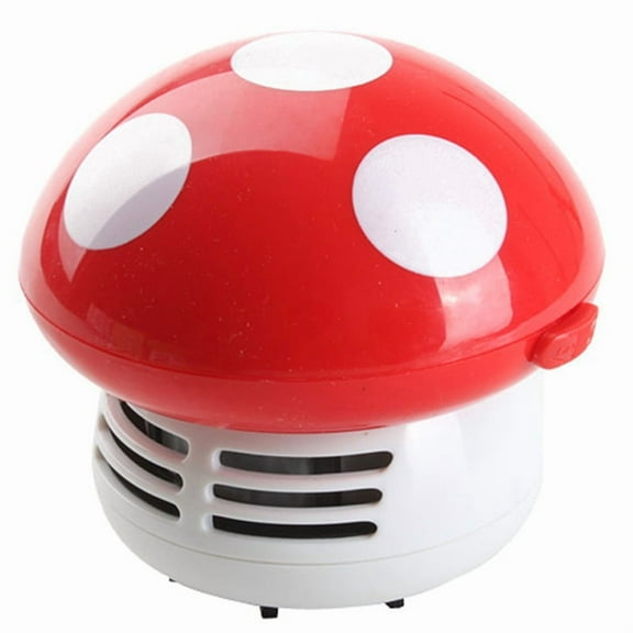 Handheld Mini Desktop Vacuum Cleaner Mushroom Shape Cleaner Desk Cleaner Eraser Dust Paper Dust Sweeper Red