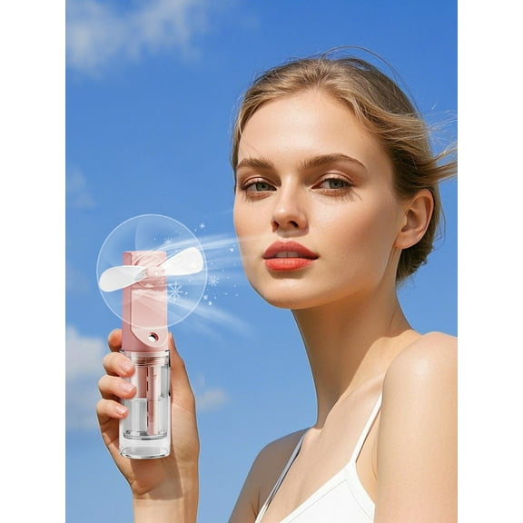 Handheld Mini Fan,Portable Handheld Misting FanRechargeable Battery Operated Spray Water Mist Fan,Small Personal Cooling Fans for Outdoor,Travel, Makeup, Home, Office, Camping (Pink)