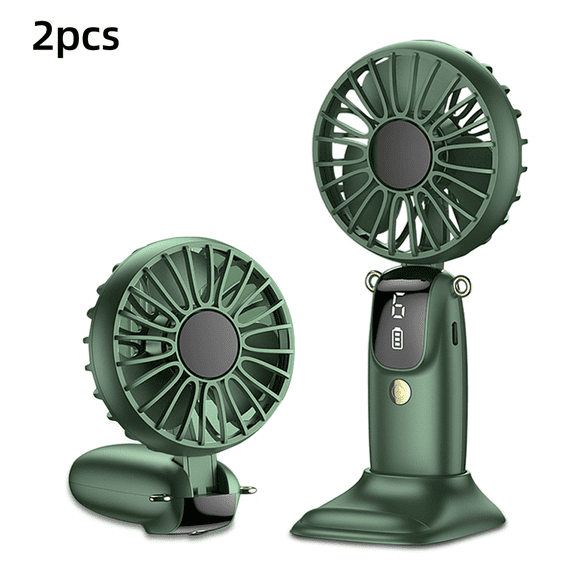 Handheld Mini Fan with 6 Speed Settings USB Rechargeable Foldable Design Phone Stand & Neck Hanging Portable for Desk/Outdoor