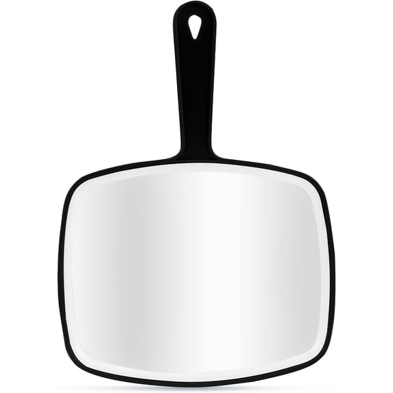 Handheld Mirror, Portable Hand Mirror with Hanging Hole in Handle, Pink 7.4" W x 10.4" L