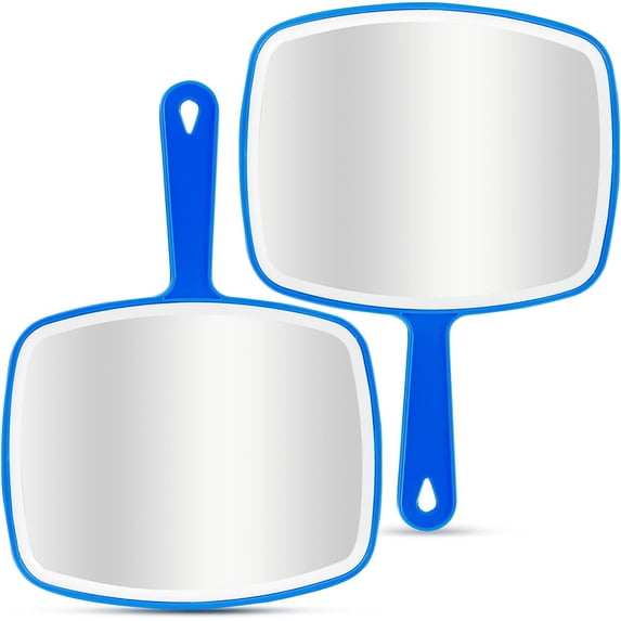 Handheld Mirror, Portable Hand Mirror with Hanging Hole in Handle, Pink 7.4" W x 10.4" L