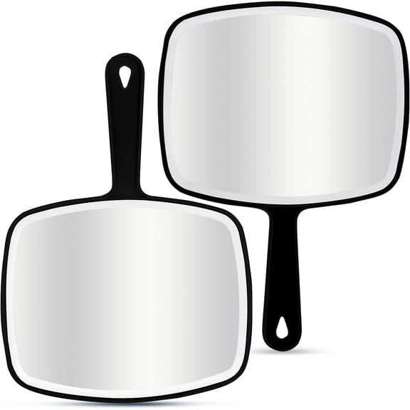 Handheld Mirror, Portable Hand Mirror with Hanging Hole in Handle, Pink 7.4" W x 10.4" L