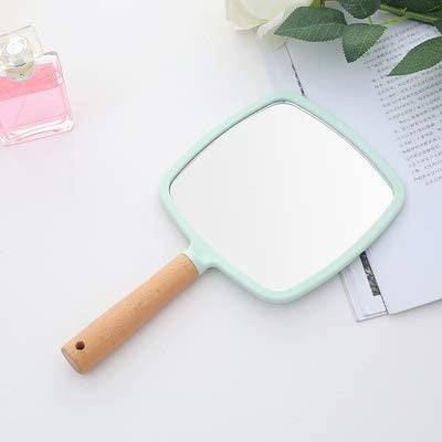 Handheld Mirror with Handle, for Vanity Makeup Home Salon Travel Use (Square, Green)