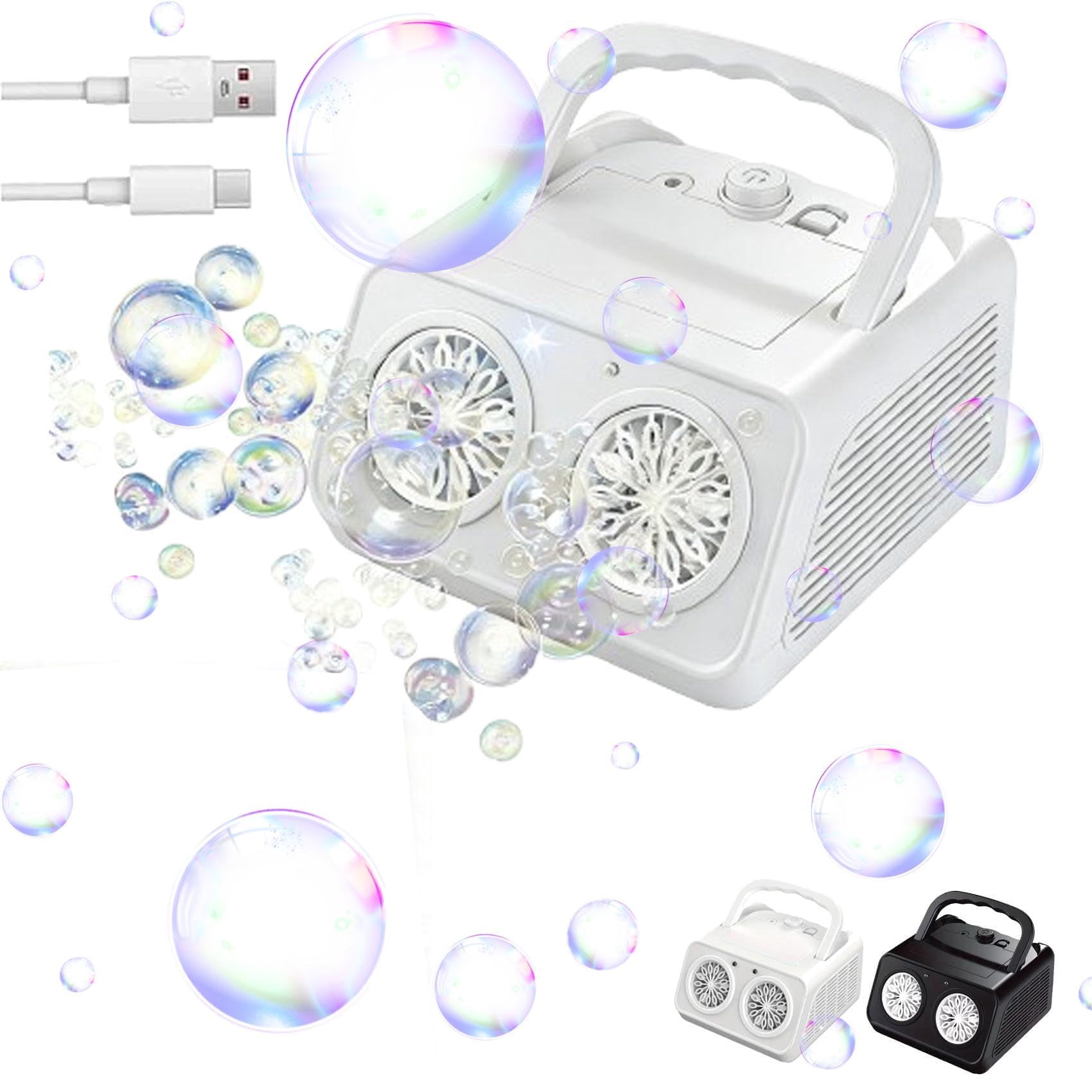 Handheld Multi-Hole Bubble Machine, Electric Bubble Blower with High Output Bubbles, Portable Automatic Bubble Maker for Outdoor Party Backyard Wedding Birthday Fun