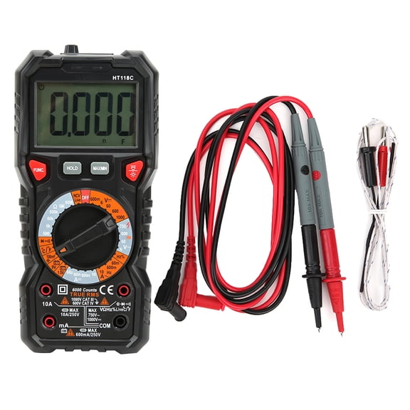 Handheld Multimeter, Auto Ranging, LED Backlight, Safe Reliable for Electrical Troubleshooting